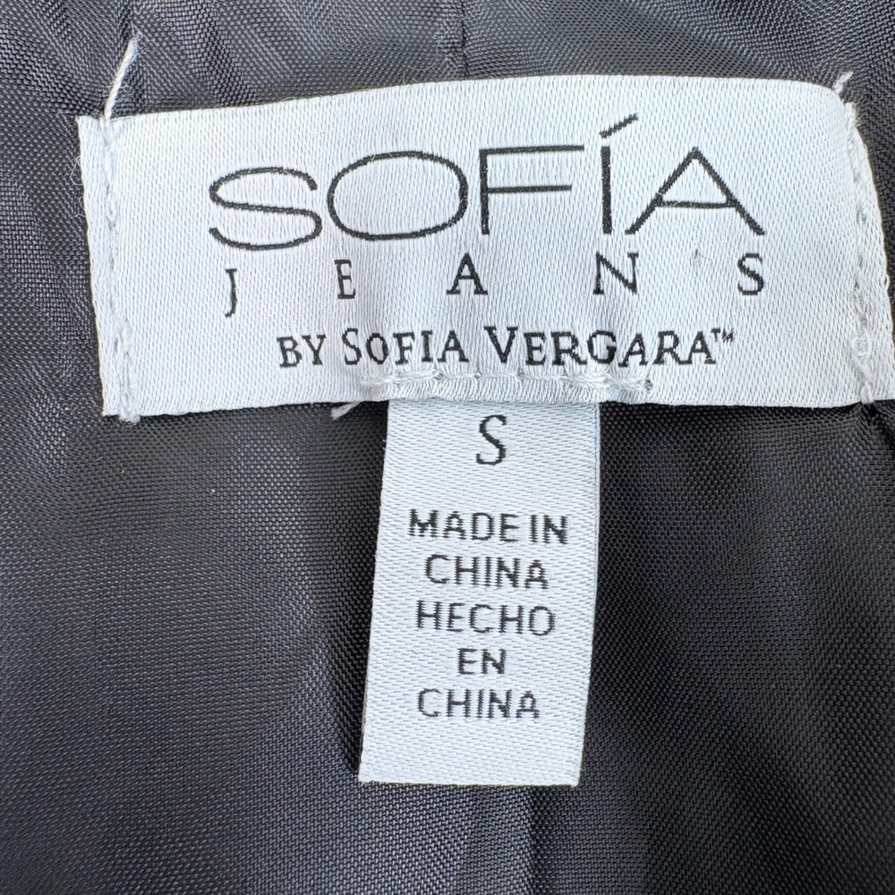 Sofia Jeans by Sofia Vergara Black Faux Leather Fringe Moto Jacket S Festival - Picture 6 of 12